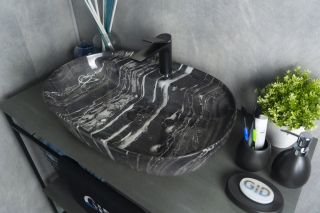 Раковина Gid Bs1346 54466 накладная под камень глянцевая 61x41x14